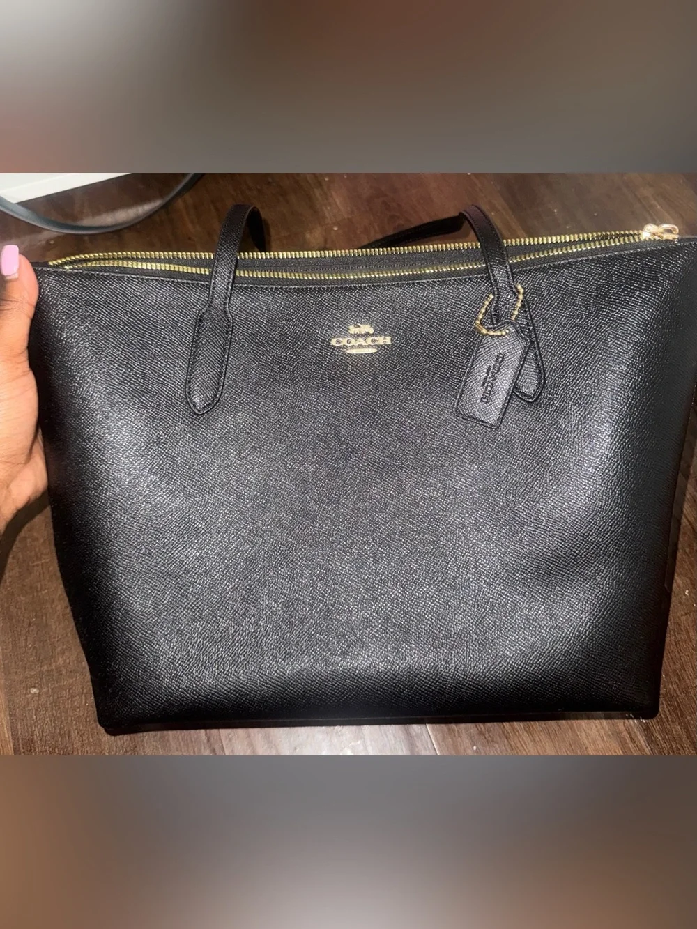 Coach Black Tote with Gold Hardware